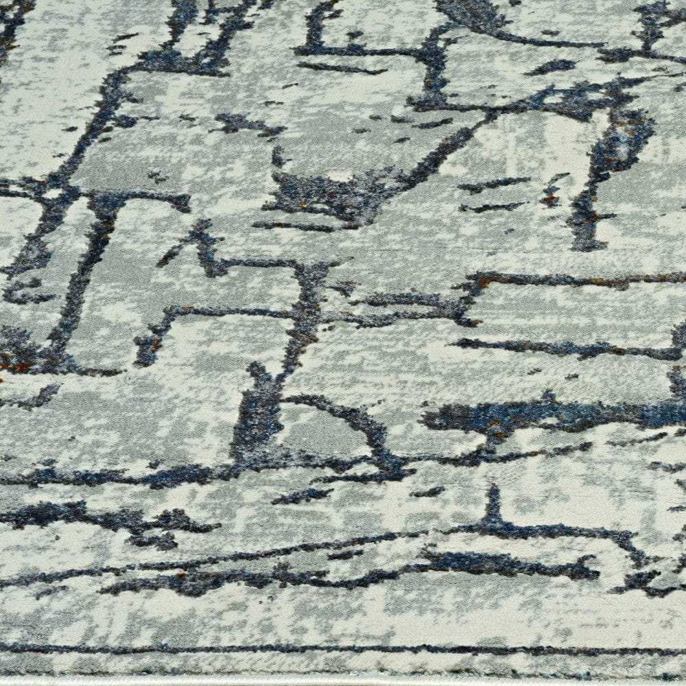 7' Grey Machine Woven Abstract Indoor Runner Rug - Homeroots - Flyclothing LLC