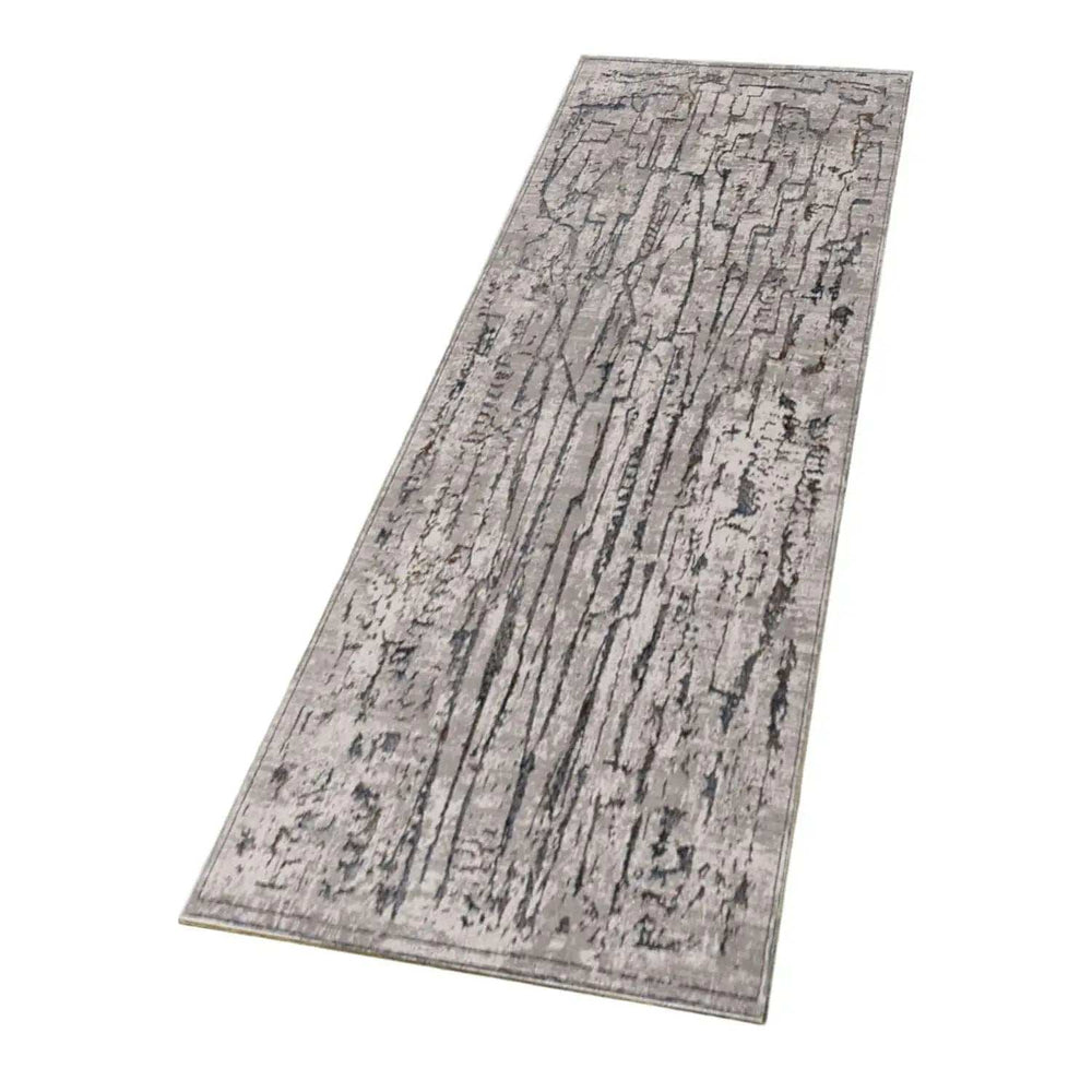 7' Grey Machine Woven Abstract Indoor Runner Rug - Homeroots - Flyclothing LLC