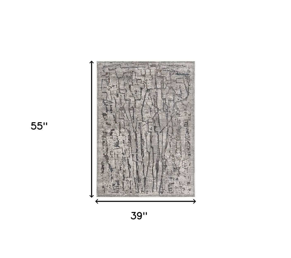 3' X 5' Grey Abstract Lines Area Rug - Homeroots - Flyclothing LLC