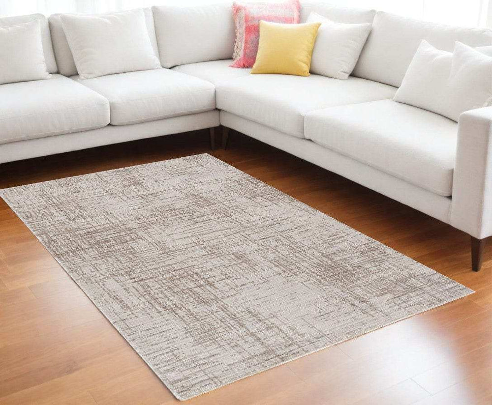 8' X 11' Natural Beige Machine Woven Scratch Indoor Area Rug - Homeroots - Flyclothing LLC