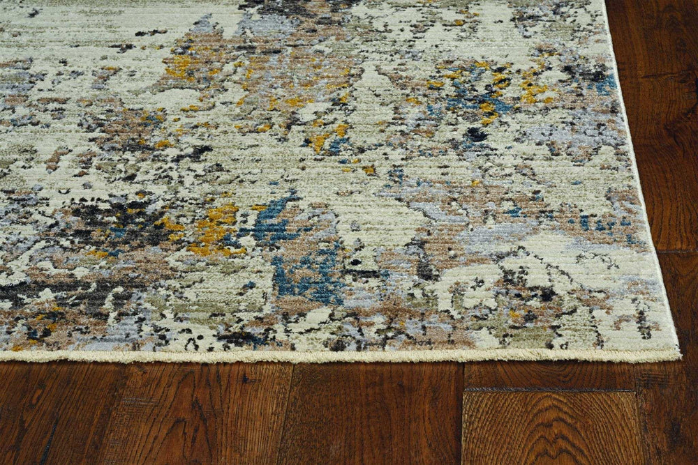 7' Silver Machine Woven Shrank Abstract Design Indoor Runner Rug - Homeroots - Flyclothing LLC