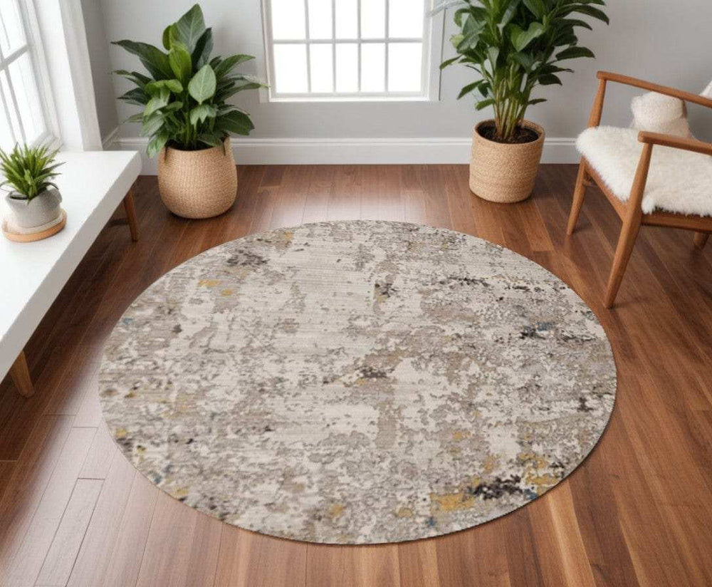 8' Silver Round Area Rug - Homeroots - Flyclothing LLC