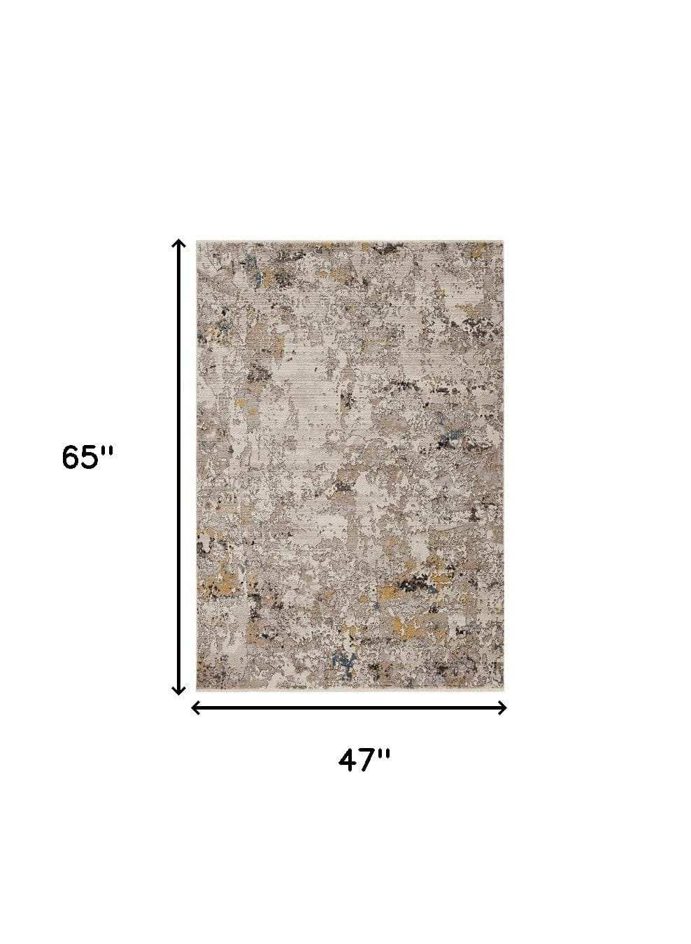 4' X 5' Grey Abstract Area Rug - Homeroots - Flyclothing LLC