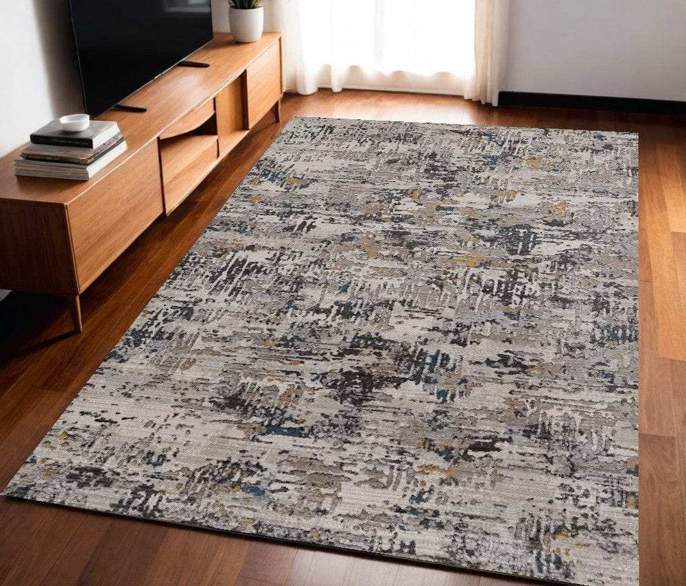 5' X 8' Grey Abstract Transitional Indoor Area Rug - Homeroots - Flyclothing LLC