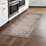 2' X 8' Ivory Or Grey Abstract Cracks Runner Rug - Homeroots - Flyclothing LLC