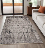 5' X 8' Ivory Grey Machine Woven Abstract Indoor Area Rug - Homeroots - Flyclothing LLC