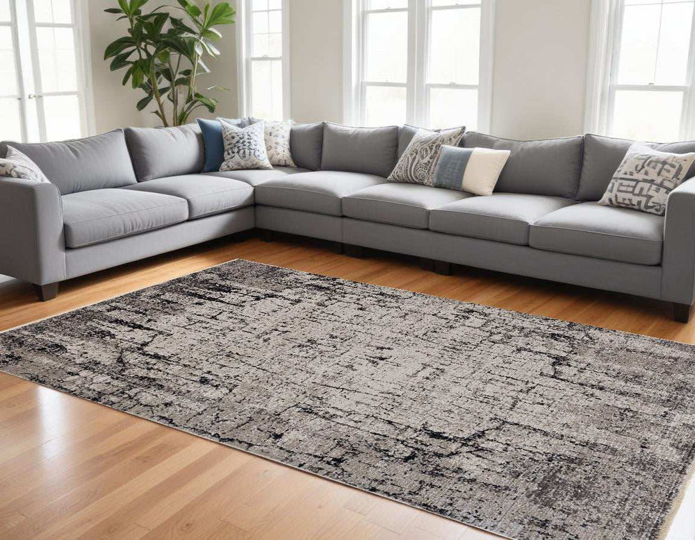 94 X 130 Ivory Or Grey Polyester Rug - Homeroots - Flyclothing LLC
