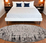 8' Gray and Ivory Round Area Rug - Homeroots - Flyclothing LLC