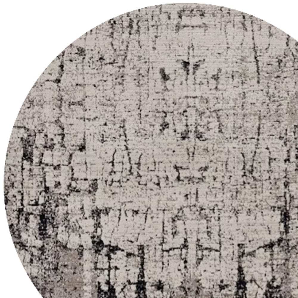 8' Gray and Ivory Round Area Rug - Homeroots - Flyclothing LLC