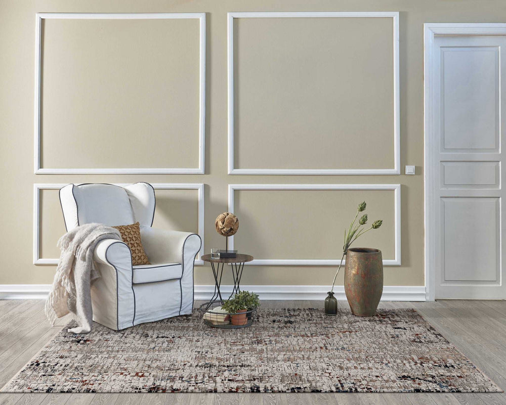 5' X 8' Beige Or Grey Abstract Transitional Indoor Area Rug - Homeroots - Flyclothing LLC