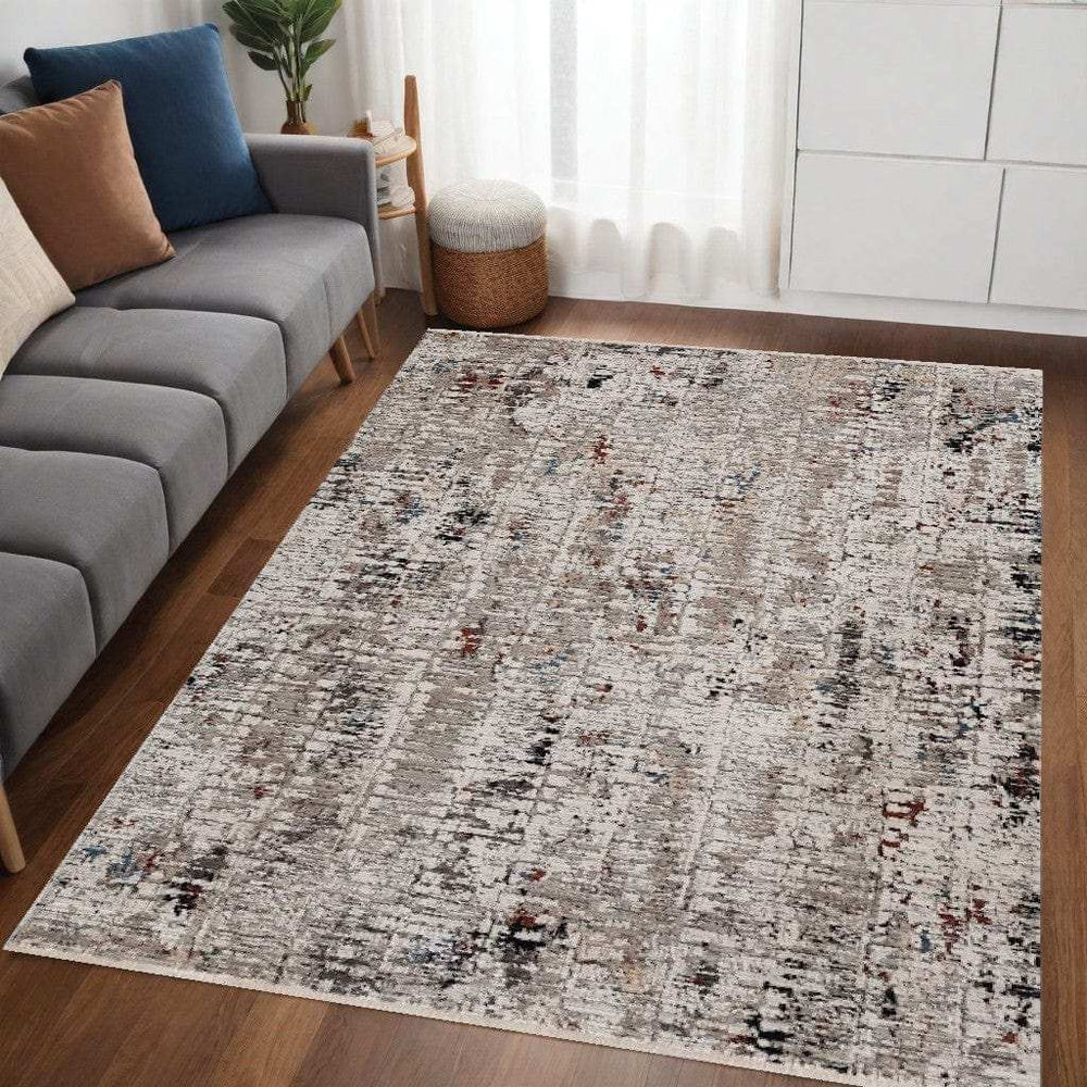 5' X 8' Beige Or Grey Abstract Transitional Indoor Area Rug - Homeroots - Flyclothing LLC