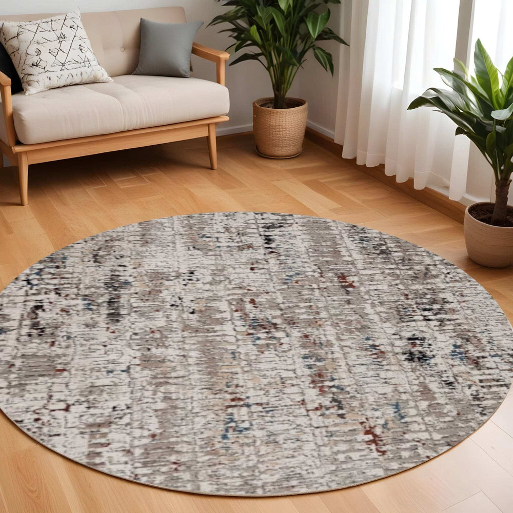 8' Blue Gray Round Area Rug - Homeroots - Flyclothing LLC