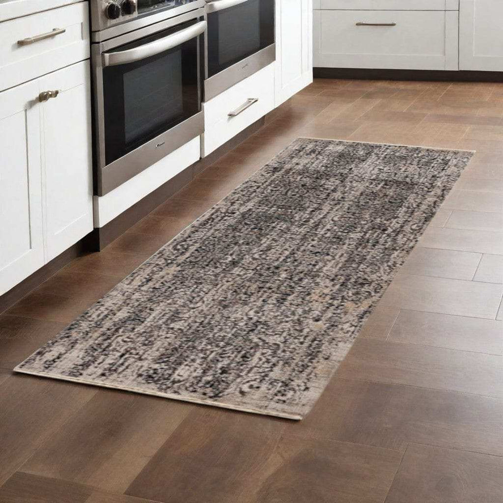 2' X 8' Grey Medallion Runner Rug - Homeroots - Flyclothing LLC