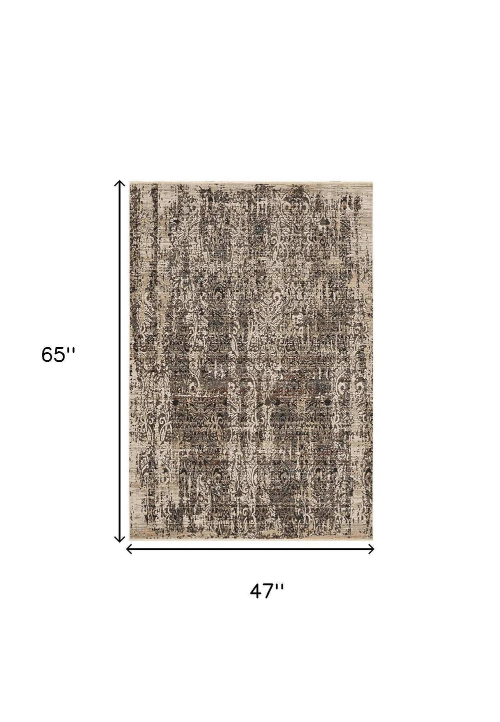 4' X 6' Grey Machine Woven Shrank Distressed Traditional Design Indoor Area Rug - Homeroots - Flyclothing LLC