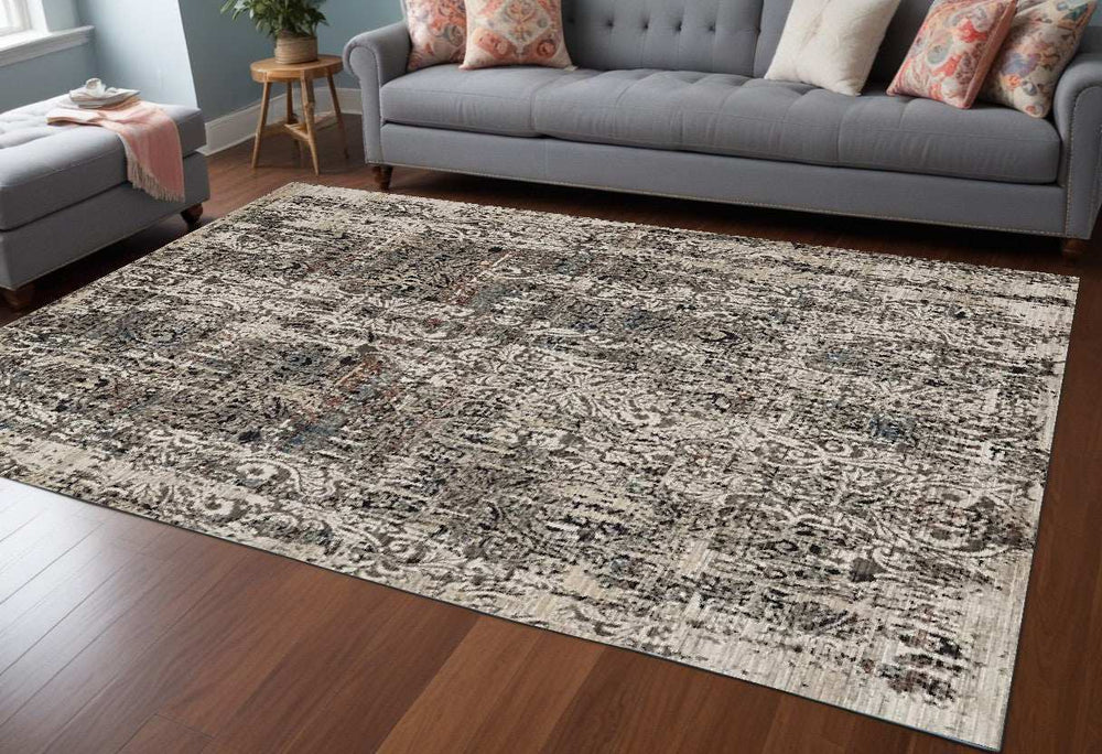 94 X 130 Grey Polyester Rug - Homeroots - Flyclothing LLC