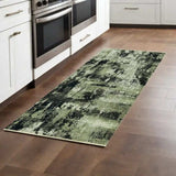 7' Ivory Charcoal Machine Woven Shrank Abstract Design Indoor Runner Rug - Homeroots - Flyclothing LLC