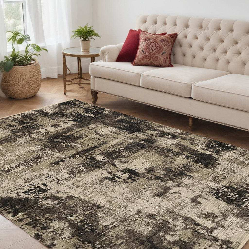 5' X 8' Ivory Or Charcoal Abstract Transitional Indoor Area Rug - Homeroots - Flyclothing LLC