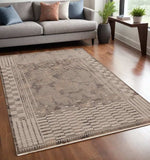 5' X 8' Natural Brown Machine Woven Abstract Lines Indoor Area Rug - Homeroots - Flyclothing LLC