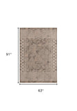 5' X 8' Natural Brown Machine Woven Abstract Lines Indoor Area Rug - Homeroots - Flyclothing LLC