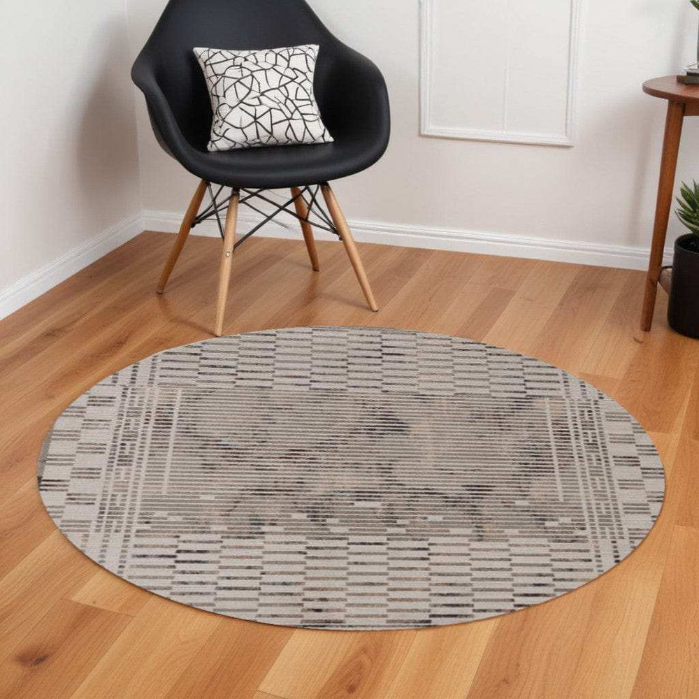 8' Natural Round Area Rug - Homeroots - Flyclothing LLC