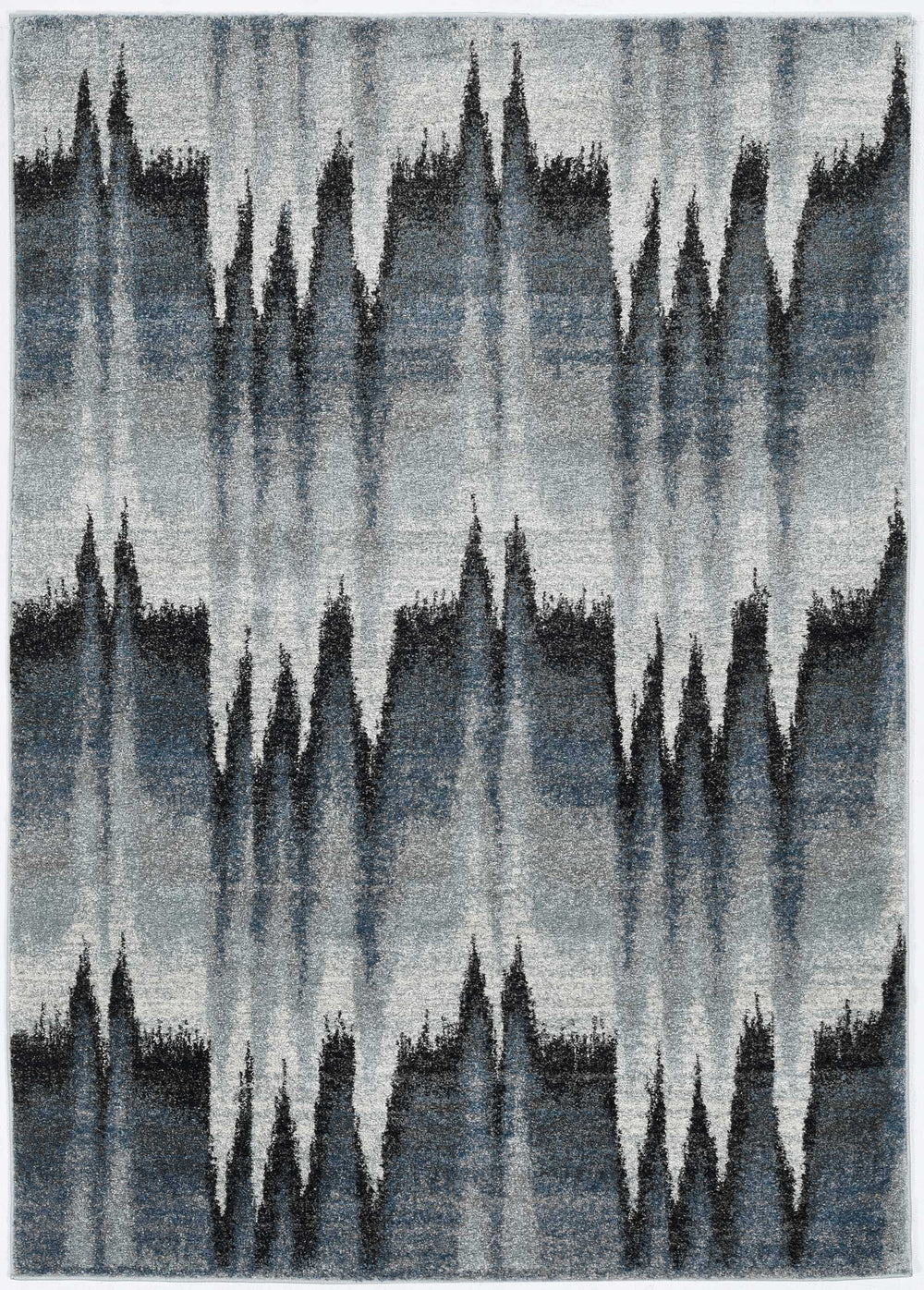 5' X 8' Blue Ivory Machine Woven Geometric Waves Indoor Area Rug - Homeroots - Flyclothing LLC
