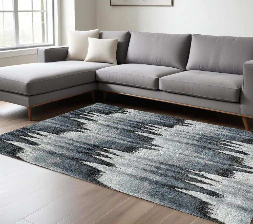 94 X 130 Blue Ivory Polypropylene Rug - Homeroots - Flyclothing LLC