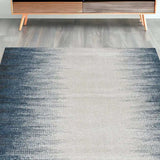 5' X 8' Ivory Or Blue Gradient Bordered Indoor Area Rug - Homeroots - Flyclothing LLC
