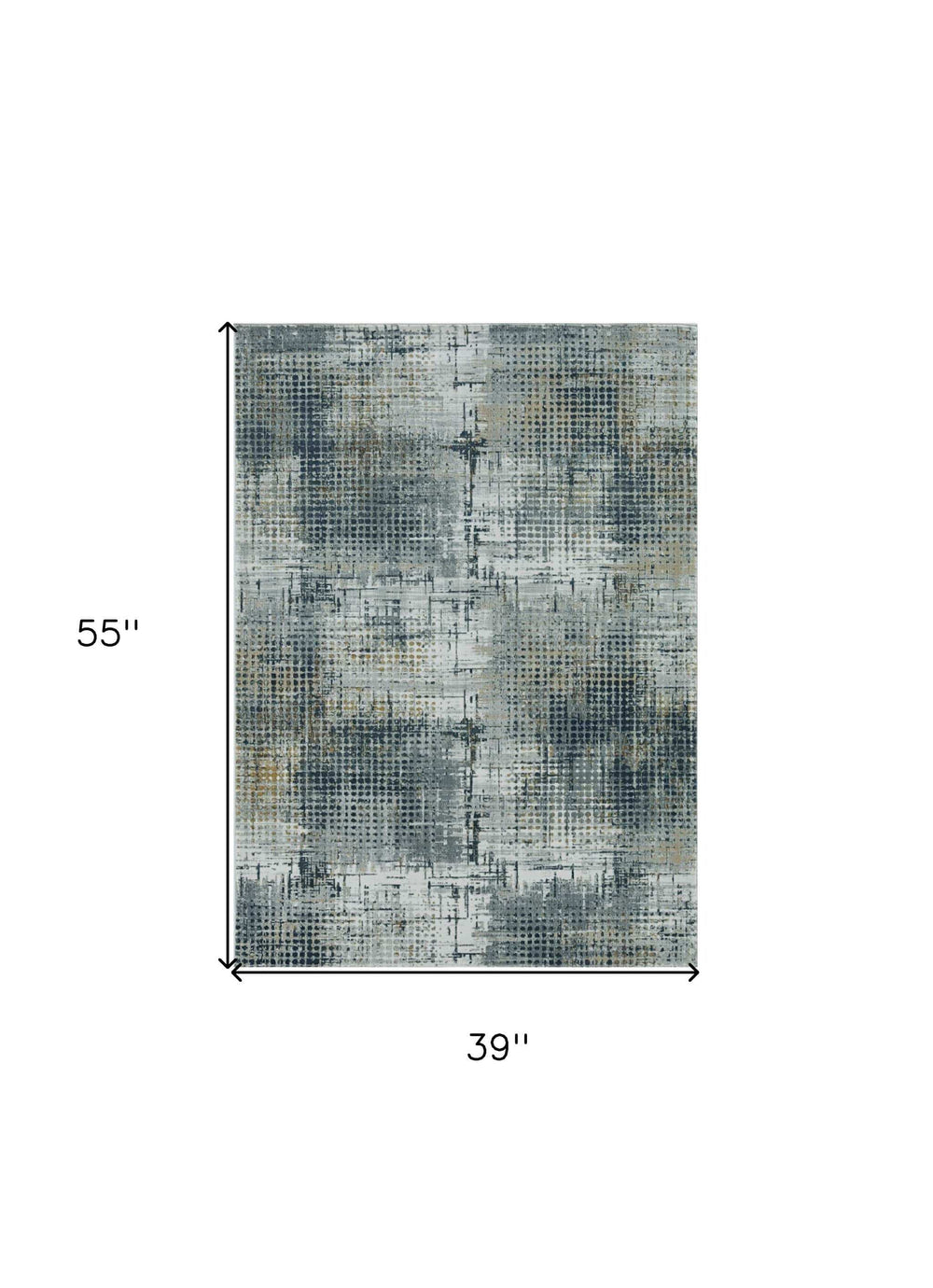 3' X 5' Ivory Navy and Gray Abstract Area Rug - Homeroots - Flyclothing LLC