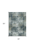 3' X 5' Ivory Navy and Gray Abstract Area Rug - Homeroots - Flyclothing LLC