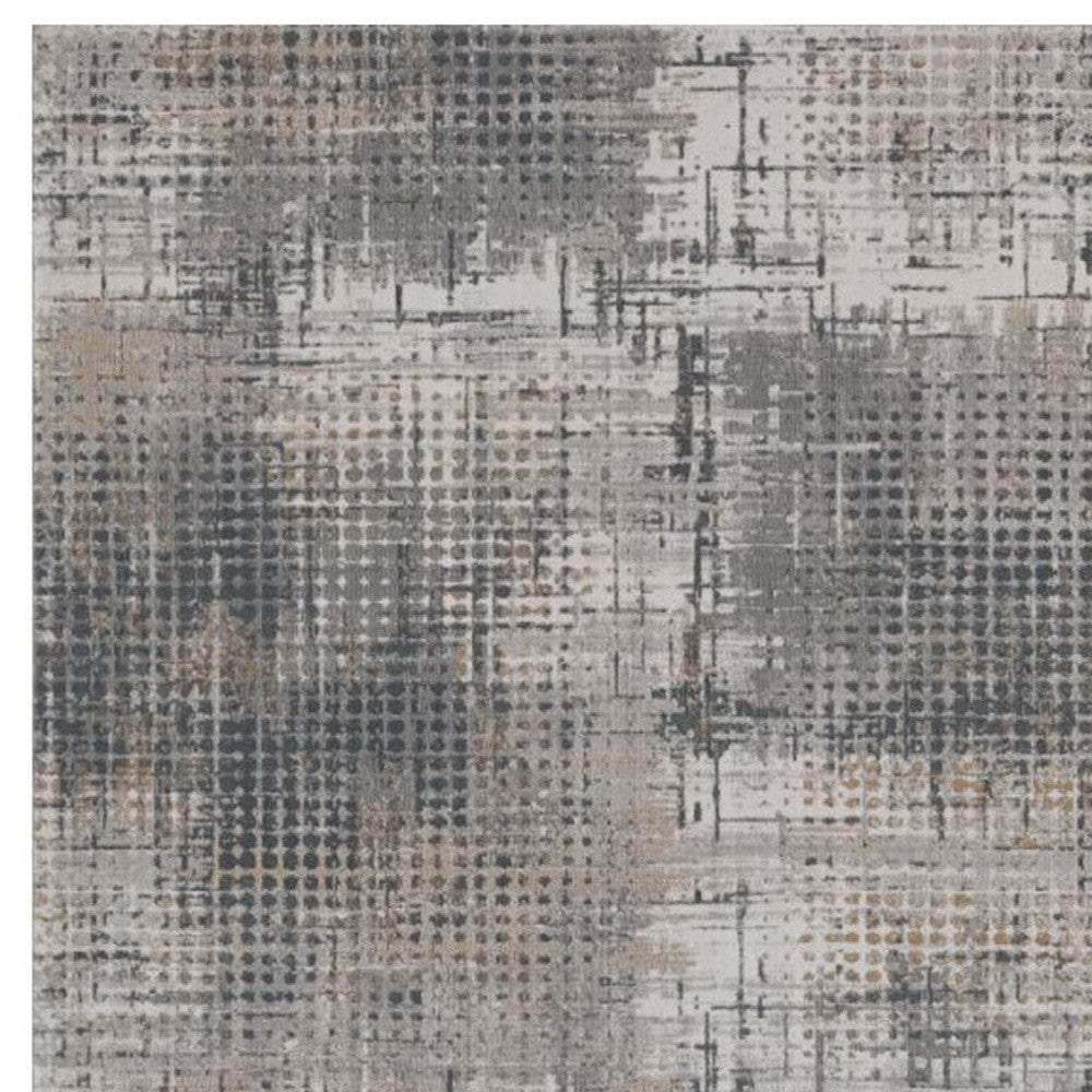 8' X 11' Ivory Navy and Gray Abstract Area Rug - Homeroots - Flyclothing LLC