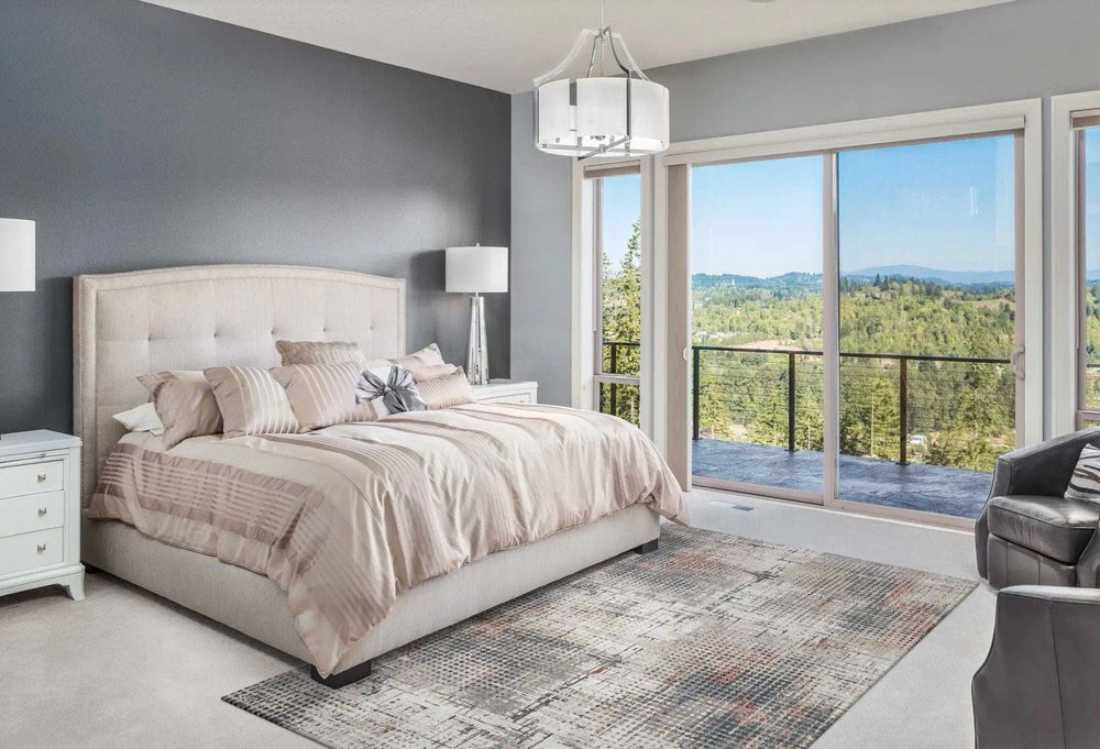 7' X 10' Ivory Gray and Gold Abstract Area Rug - Homeroots - Flyclothing LLC