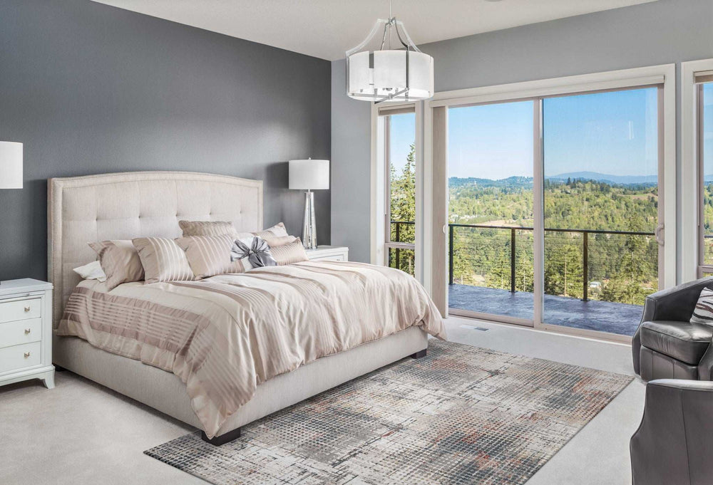 8' X 11' Ivory Gray and Gold Abstract Area Rug - Homeroots - Flyclothing LLC