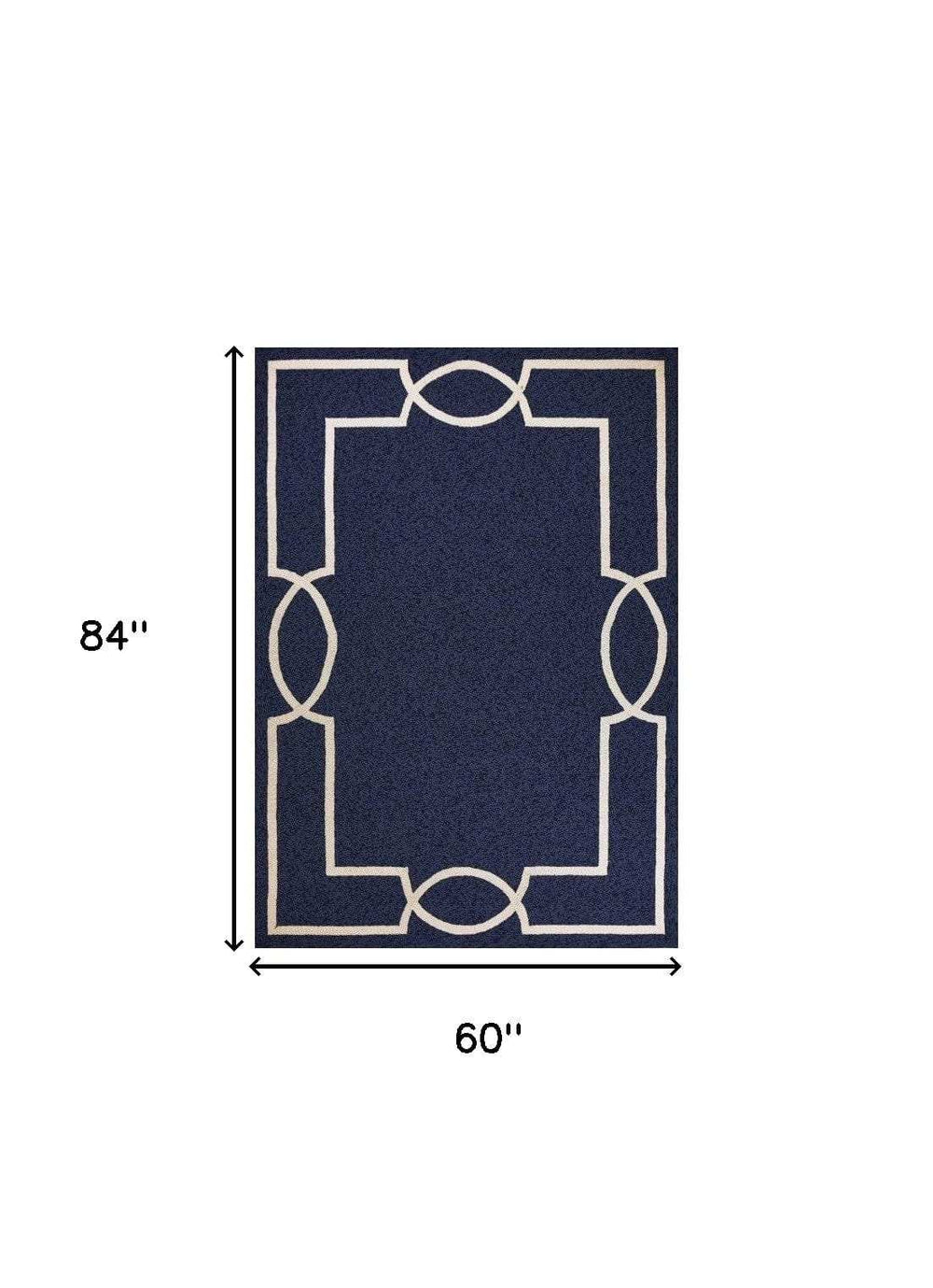5' X 7' Blue and Ivory Handmade Indoor Outdoor Area Rug - Homeroots - Flyclothing LLC