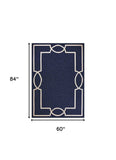 5' X 7' Blue and Ivory Handmade Indoor Outdoor Area Rug - Homeroots - Flyclothing LLC