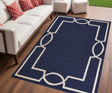 5' X 7' Blue and Ivory Handmade Indoor Outdoor Area Rug - Homeroots - Flyclothing LLC