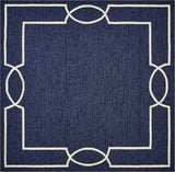 8' X 11' Navy and Ivory Geometric Hand Hooked Area Rug - Homeroots - Flyclothing LLC