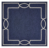 8' X 11' Navy and Ivory Geometric Hand Hooked Area Rug - Homeroots - Flyclothing LLC