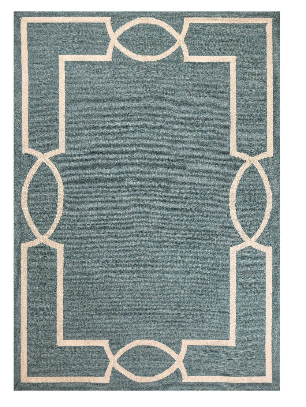 5' X 7' Spa Coastal Bordered Indoor Outdoor Area Rug - Homeroots - Flyclothing LLC