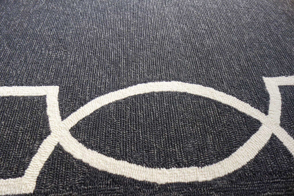 7' X 10' Black and White Hand Hooked Area Rug - Homeroots - Flyclothing LLC