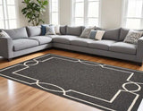 7' X 10' Black and White Hand Hooked Area Rug - Homeroots - Flyclothing LLC