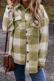 Pocketed Plaid Collared Neck Shacket - Trendsi - Flyclothing LLC
