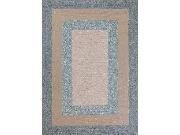 8' X 11' Blue and Beige Handmade Indoor Outdoor Area Rug - Homeroots - Flyclothing LLC