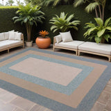 8' X 11' Blue and Beige Handmade Indoor Outdoor Area Rug - Homeroots - Flyclothing LLC