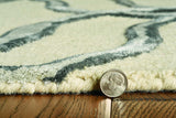 8' Silver Ivory Hand Tufted Vermicular Indoor Runner Rug - Homeroots - Flyclothing LLC