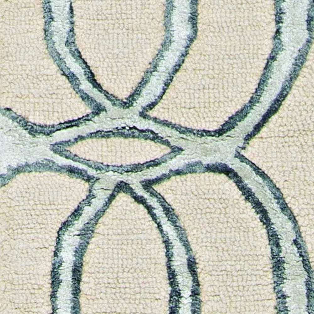 8' Silver Ivory Hand Tufted Vermicular Indoor Runner Rug - Homeroots - Flyclothing LLC