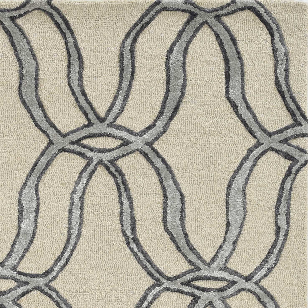 5' X 7' Beige and Silver Wool Vermicular Hand Tufted Area Rug - Homeroots - Flyclothing LLC