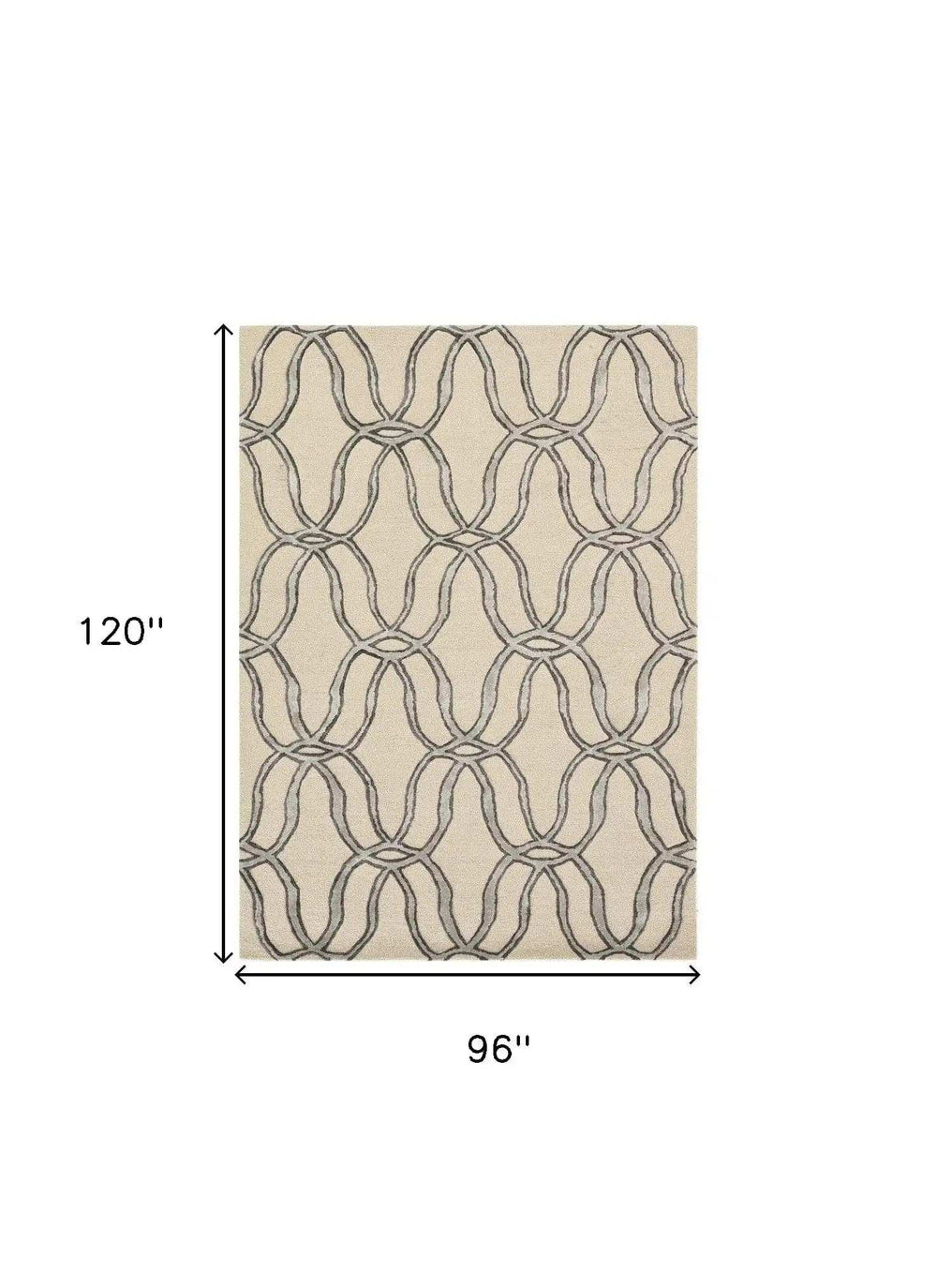 8' X 10' Beige and Silver Wool Vermicular Hand Tufted Area Rug - Homeroots - Flyclothing LLC