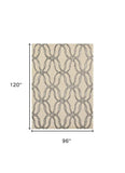 8' X 10' Beige and Silver Wool Vermicular Hand Tufted Area Rug - Homeroots - Flyclothing LLC
