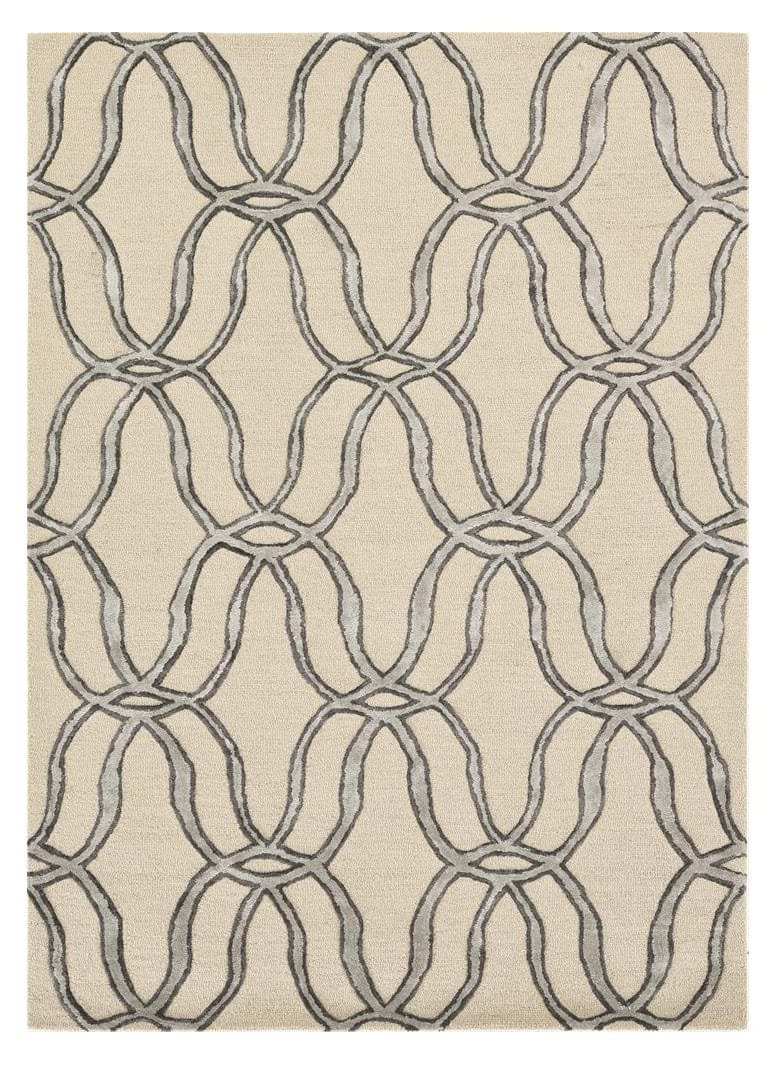 8' X 10' Beige and Silver Wool Vermicular Hand Tufted Area Rug - Homeroots - Flyclothing LLC