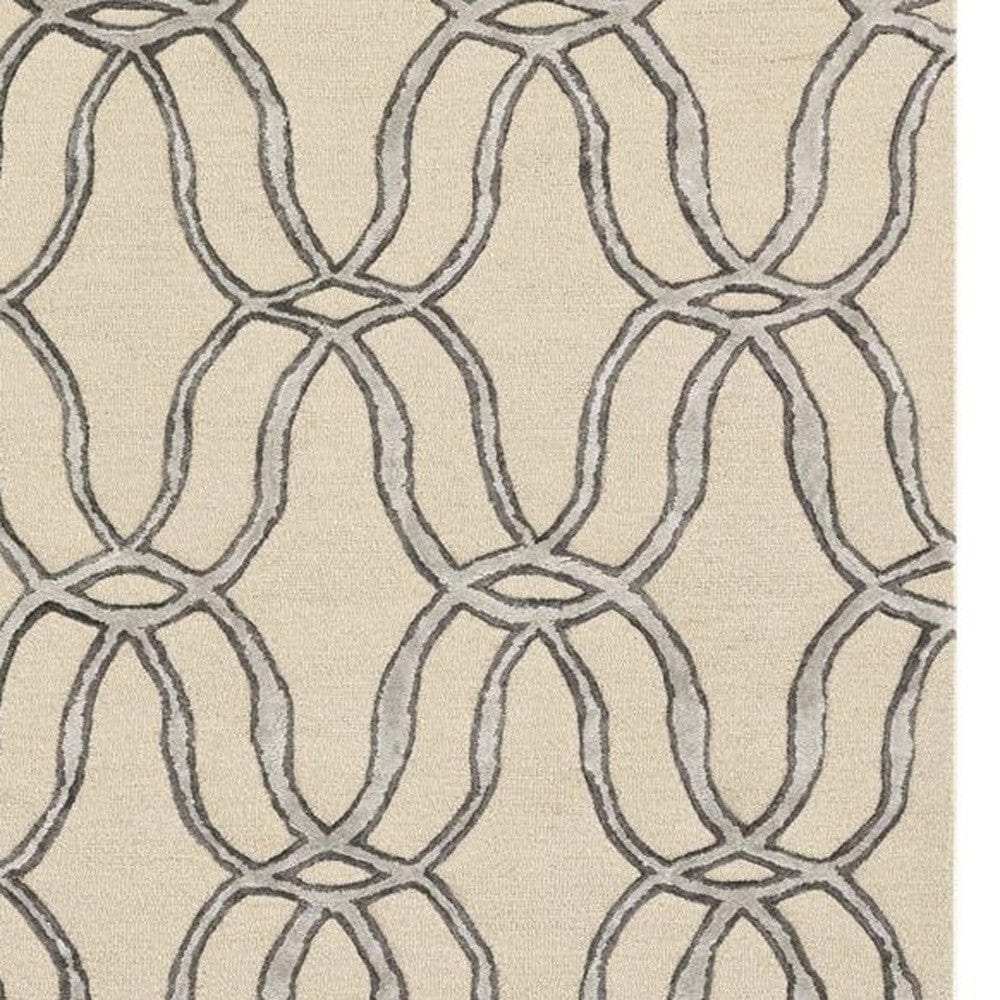 8' X 10' Beige and Silver Wool Vermicular Hand Tufted Area Rug - Homeroots - Flyclothing LLC